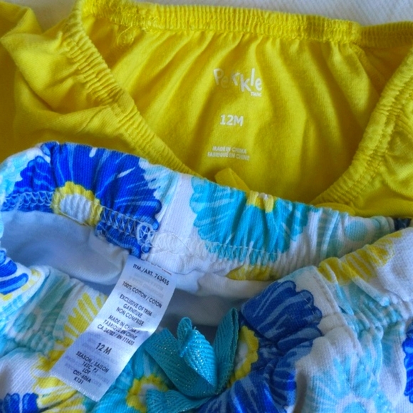 pekkle tropical summer top & skort matching outfit set 12 months baby girl - Picture 3 of 9